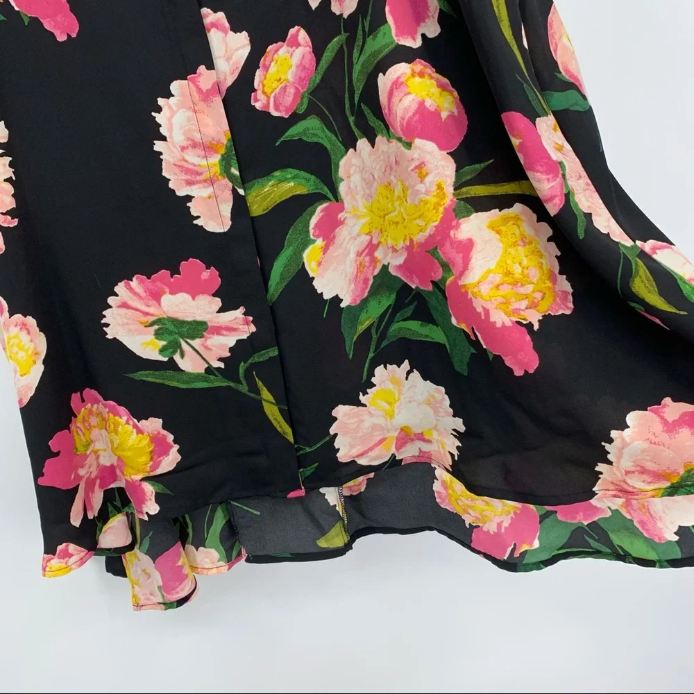 Adrianna Papell Dress NWT Floral Print Sleeveless Black Pink Shirtdress Size 2 - Picture 5 of 10